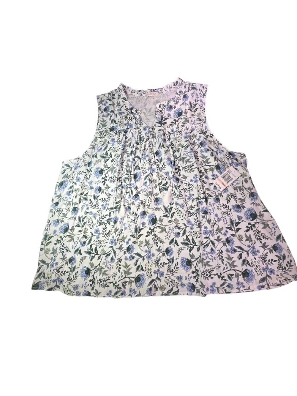 NWT Angels Forever Young Blue Floral Sleeveless Blouse 2X